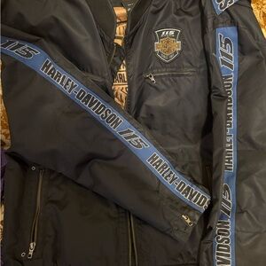 Harley-Davidson XL Men's Black Jacket with Blue Stripes